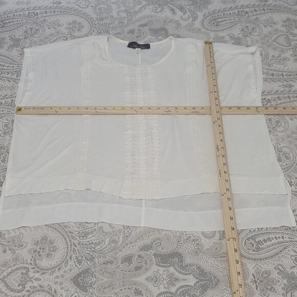 Blue Rain Embroidered detail Boxy Fishtail ladies blouse white Sz Med Coquette - Picture 4 of 7